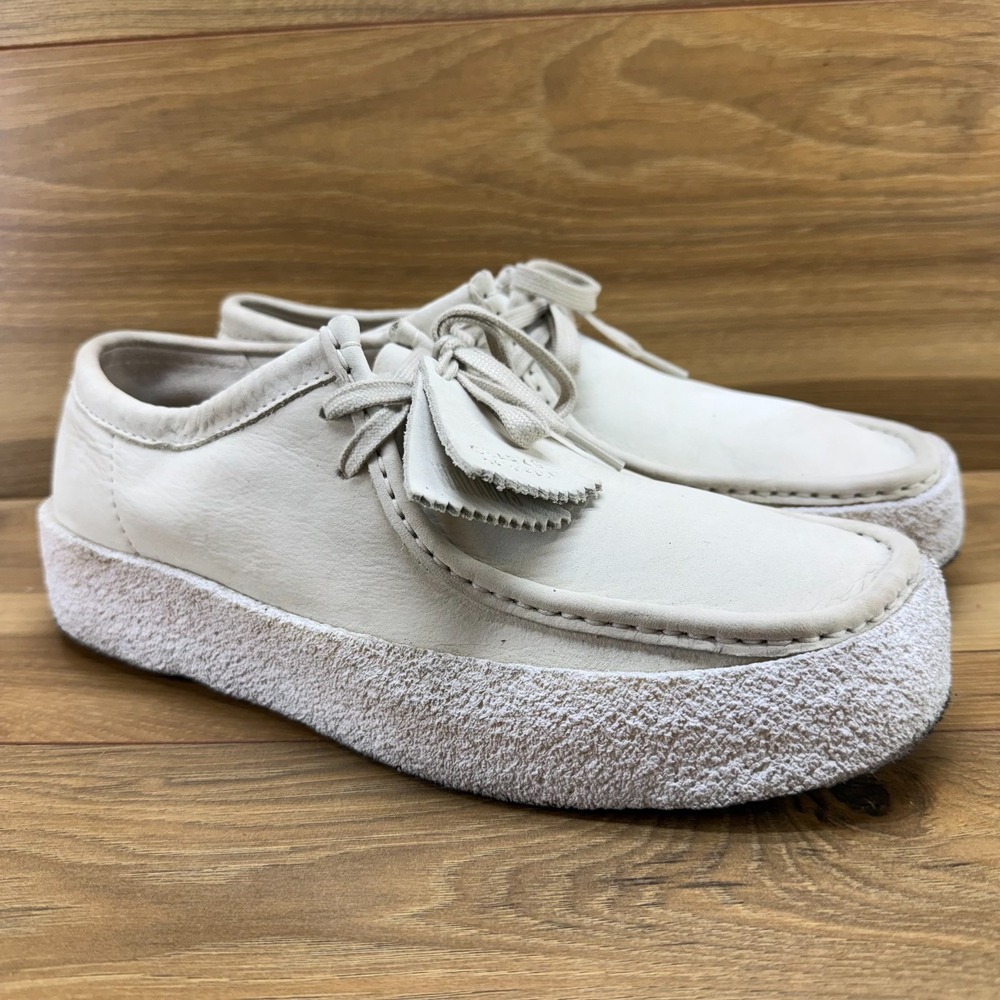 Clarks Wallabee Cup Low Cream White Mens 9.5 Chunky Platform Crepe Gum Soles